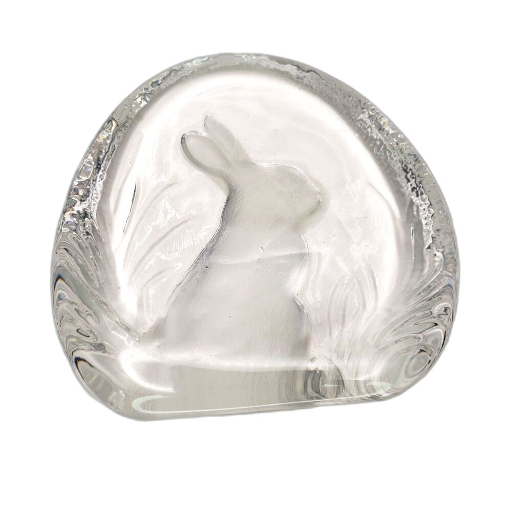 Bunny Rabbit Paperweight 24% Lead Crystal Zajecar Yugoslavia Cottagecore VTG 80s